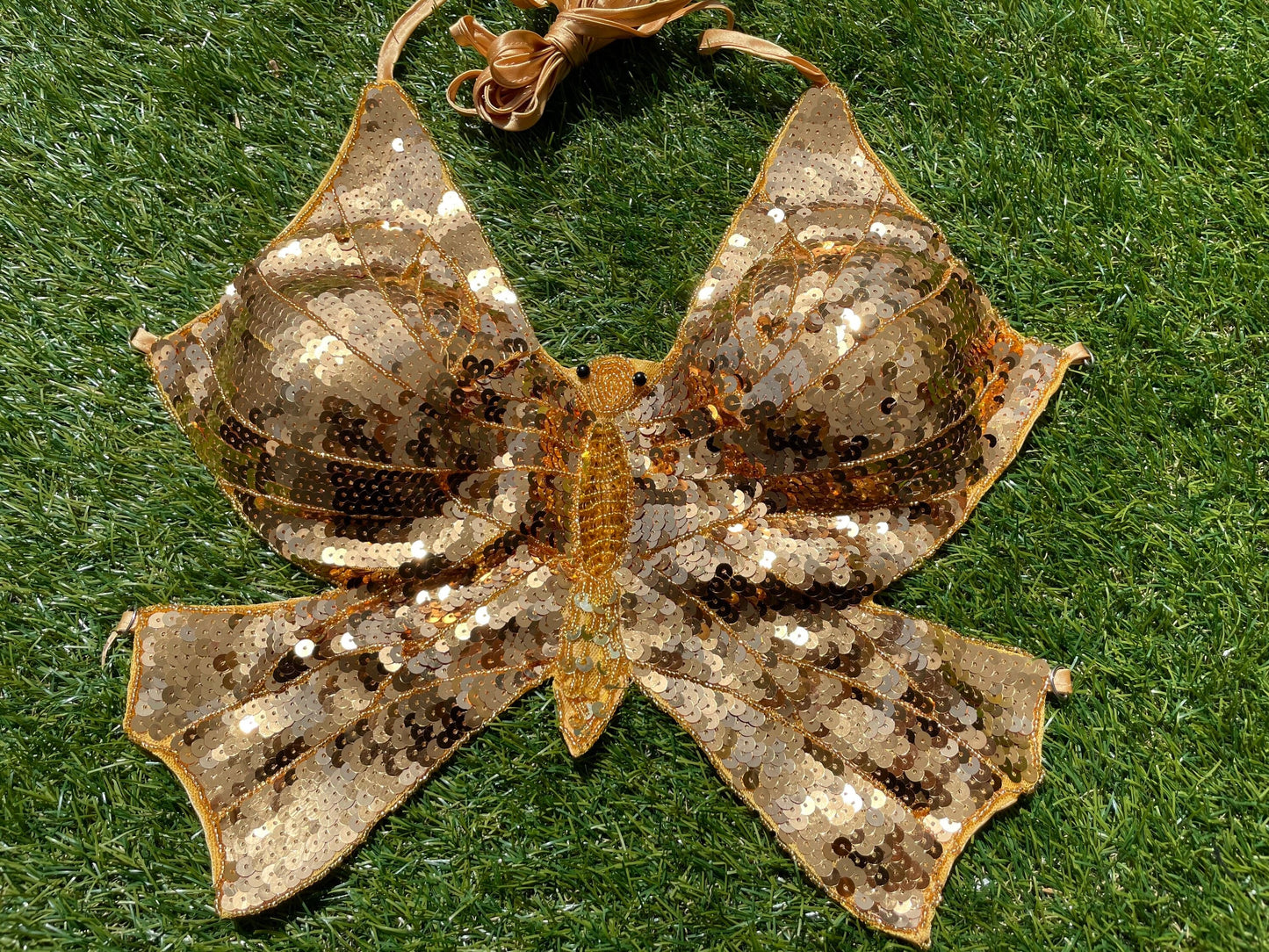 Gold Diva Butterfly Sequin Top